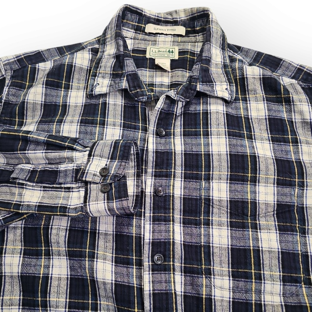 LL Bean Slightly Fitted Large-Tall Soft Flannel Shirt 100% Cotton *FLAW*